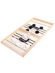 1入組木質保養彈珠檯,親子互動撞擊式彈珠檯,像彈珠鏈一樣射擊桌上冰球,適用於派對遊戲、情人節遊戲和親子遊戲。