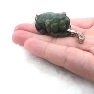 福氣小豬-緬甸A翡翠油青綠吊墜項鍊/生日/送禮/