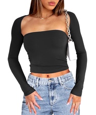 OZICERD Long Sleeve Shirts Going out Tops for Women Sexy Bolero Shrug Tube Tops Club Y2k Shirt Rave 