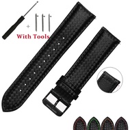 20mm 22mm Quick Release Carbon Fiber Leather Watch Strap Band For samsung watch 3 41mm 45mm Gear S3 S2 Classic Replacement Band for Amazfit Bip GTR Strap