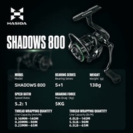 HASIDA Shadow Fishing Reel Spinning Reel Carbon Fiber 138g Lightweight 5.2:1 5KG Drag 5+1BB Saltwate