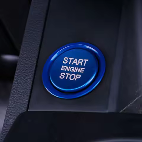 Aluminum Alloy Car Engine Start Stop Button Rings With Cover Cap Anti-Slip Ignition Stickers for Aud