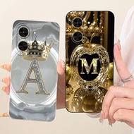 For Xiaomi Poco C71 Casing Luxury A Z Initial Letters Crown Soft Silicone Lens Protective Cover For 