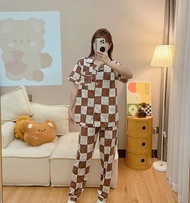 Korean pure Cotton Sleepwear Short Sleeve Pajama Set Home Wear terno for women #3