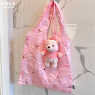 【Spot Eress】 Disney Anime Cartoon Pooh Bear Winnie Lotso Strawberry Bear Plush Doll Folding Shopping