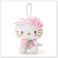 小花花日本精品♥ Hello Kitty 可愛立體造型抱粉蘋果 粉色蝴蝶結 絨毛 餅乾風格 吊飾 布偶 50097807