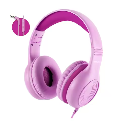Wired Headphones with Microphone Foldable Adjustable Over Ear Kids Headphones for Girls Boys Childre