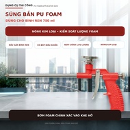 Red PU Foam Gun with Metal Barrel, Adjustable Flow, Uses 750ml Thread Bottle