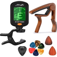 MOREYES Guitar Picks Capo Guitar Tuner Clip on untuk Gitar Akustik, Ukulele, Bass, Gitar Klasik