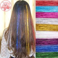 ruelen 120 Strands Hair Tinsel Silk Hair Flare Strands Glitter Rainbow Hair Decor VN