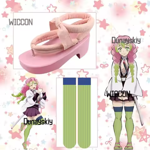 Kanroji Mitsuri Anime Japanese Geta Women Cosplay Costumes Accessions Kawaii Pink Stockings Jirai Ke