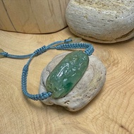 手工雕刻 老油青 飄綠 如意貔貅 冰油青 獨家設計款 天然 緬甸玉