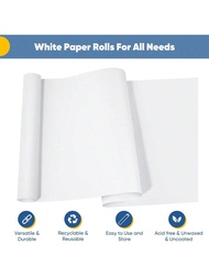 Kraft Craft Paper Roll, White Wrapping Paper, Bulletin Board Paper Roll For Art Craft Supplies, Post