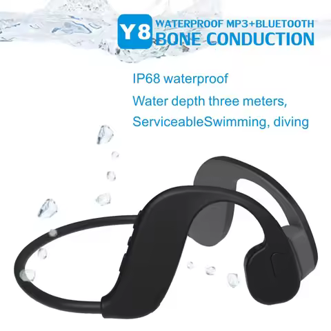 Y8 Bone Conduction Swim 32GB Mp3 Player Bluetooth 5.0 2 In 1 Headset IP68 Waterproof Running Fitness