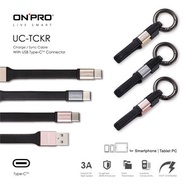 ONPRO - UC-TCKR 時尚隨行 USB Type-C 鑰匙圈式充電傳輸線 - 灰色