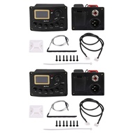 Acoustic Guitar Pickup Tuner 5-Band Eq Equalizer Acoustic Guitar Preamp Piezo Pre-Amp Amplifier System With Volume Knob Lcd Display Built-In Mic