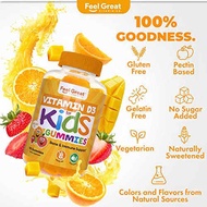 [PRE-ORDER] Kids Vitamin D Gummies (3 Month Supply) by Feel Great Vitamin Co | Vitamin D3 for Kids (1000 IU) | Delicious Vegetarian Kids Vitamin Gummies to Support Healthy Bones, Teeth, Mood &amp; The Immune System* (ETA: 2022-11-02)
