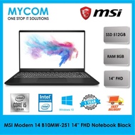 MSI Modern 14 B10MW-251 14'' FHD Notebook Black [I5-10210U, 8GB, 512GB SSD, UMA, W10H]