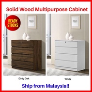 READY STOCK Solid Wood Chest Drawer 4 Layer Multipurpose Clothes Toys Storage Cabinet Almari Kayu Berlaci Baju Office