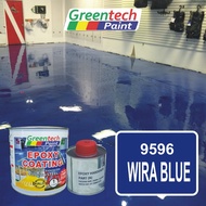 ( WIRA BLUE 9596 ) 5L Epoxy Paint GREENTECH PAINT ( 4L Colour + 1L Hardener ) CAT LANTAI BERKUALITI 