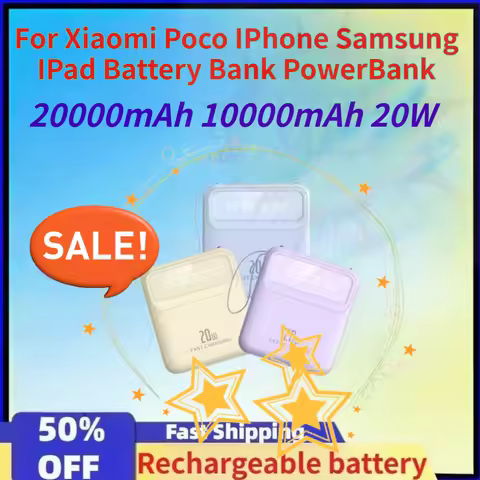 20000mAh 10000mAh Power Bank Fast Charge Digital Display for Xiaomi Poco IPhone Samsung IPad Battery