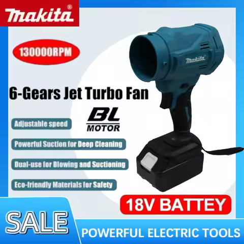 Makita 130000RPM High Speed Brushless Electric Air Blower 6-Gears Jet Turbo Fan Violent Fan Cordless