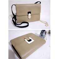 Agnes b. Counter Soft Two-Color Cowhide Lychee Pattern Side Backpack Clutch Bag With Back Bag.gold B