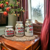 Bộ bình gốm 3 Lọ hoa gốm sứ vẽ tay men lạnh - Gốm bát tràng Yumi Shop YM215