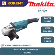 Makita Angle Grinder, 7″(180mm), Trigger Switch, 2200W, 8500rpm, 5.6kg GA7020
