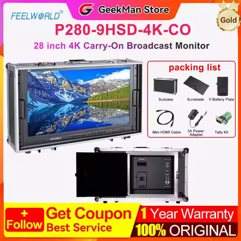 FeelWorld P280-9HSD-4K-CO 28-inch 4K Monitor Carry-On Broadcast 3840x2160 10-Bit HDMI SDI Inputs wit