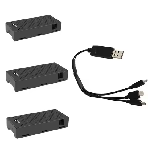 3PCS 3.7V 300mAh Li-Po Battery & 3-in-1 Charging Cable for C129 / C129 V2 C129V2 RC Helicopter Spare