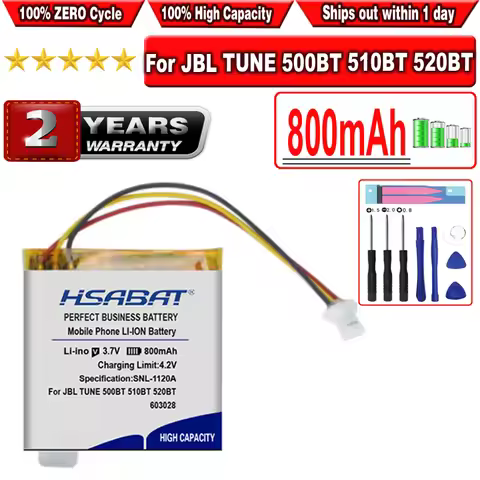 HSABAT 800mAh 603028 Battery for JBL TUNE 500BT 510BT 510 headset