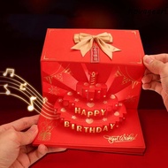 NOVAGEAR​ 3D Birthday Cake Card, 6/8/10 Slots HongBao Red Envelope Card, Blessing Bag Paper Best Wis