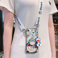 Soft Case HP Casing OPPO R9 R9S R11 R11S Plus R15 R15X R17 Pro AX7 AX5 Phone Case Doraemon cartoon Strap Popstocket Shoulder Strap IMD + doll girl gift