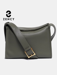 Zency กระเป๋ากระเป๋าหิ้วนุ่มสำหรับผู้หญิง, กระเป๋ากระเป๋าคาดอกหนังแท้กระเป๋าความจุขนาดใหญ่กระเป๋าถือแบบปรับสายได้