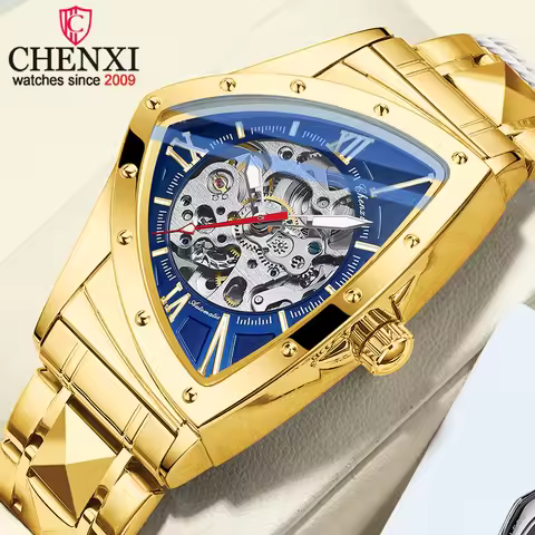CHENXI Men's Luxury Golden Strap Mechanical Watch Stainless Steel Waterproof Luminous Automatic Quar