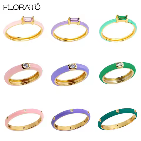 24k gold-plated Many Candy Colours Ring size 6/7/8 White Purple Pink Blue Women Jewelry Colorful Ena