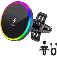 Lecork for Magsafe Car Mount, 15W Magnetic Wireless Charger for iPhone, Magsafe Air Vent Car Holder 