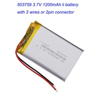 503759 Battery 1200mAh 3.7V 2lipo Polymer Lithium-ion Batteries Ph-2.0p Plug for Massager Bluetooth 