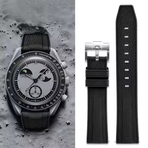 Fluoro Rubber watch Strap for Swatch X Omega MoonSwatch Quick Release FKM 20mm 22mm watchband for Ro