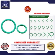 TEAM PC CAR AIR CONDITIONING COMPRESSOR O-RING GASKET ASSORTMENT KIT (1-PC per ORDER), GREEN