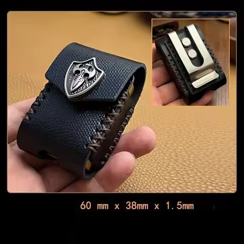 Vintage style leather storage bag Zoro lighter leather cowhide case with steel reinforced clip