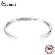 Bamoer 925 Sterling Silver Nothing Is Impossible Bangle for Man &amp; Women CB160