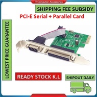 PCIE Express LPT 1Port I/O DB25 25Pin IEEE1284 Parallel + 2 x Serial DB9 RS232 Controller Card for d