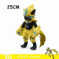 การ์ตูนตุ๊กตานุ่มยัดไส้ตุ๊กตาตุ๊กตาของเล่น Kawaii ของ MRIWG Pokemon Lucario Zeraora Greninja Chariza