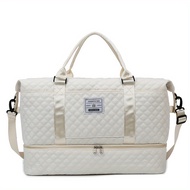 TEMU Lightweight Large Capacity Travel Luggage Bag, Solid Color Argyle Pattern Zipper Duffle Bag, Ov