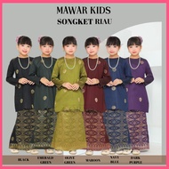 Kids Songket Riau Mawar Baju Kurung Songket Budak Baju Raya 2023 Budak Kurung Songket Budak Perempua