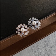 Bolin Jewelry Store Korea Exquisite Series-jbl Pearl Star Snowflake Earrings Zircon Small Sterling S