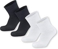 4 pairs Extra Wide Diabetic Cotton Socks, Quarter/Over-the-Ankle Health Socks