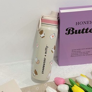 Starbucks Cup X Miffy แก้วการ์ตูนคิตตี้800มล. 304น่ารักขนาดใหญ่กาน้ำพกพาสแตนเลสหุ้มฉนวนสำหรับกาแฟชาข